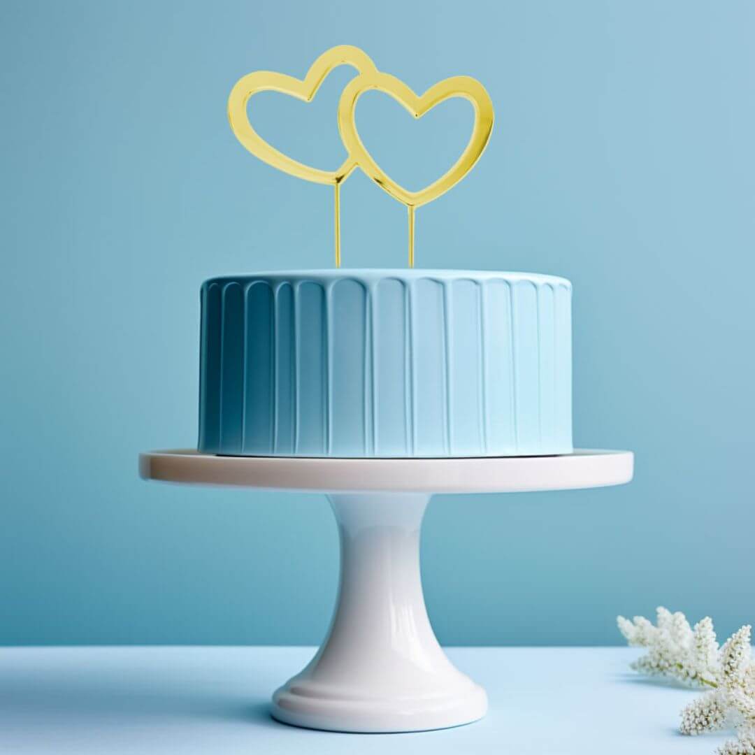 Double Heart Gold Plated Cake Topper