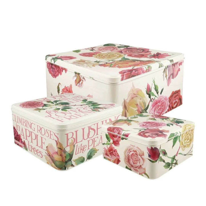 Emma Bridgewater Roses and Words Square Cake Tins Set of 3