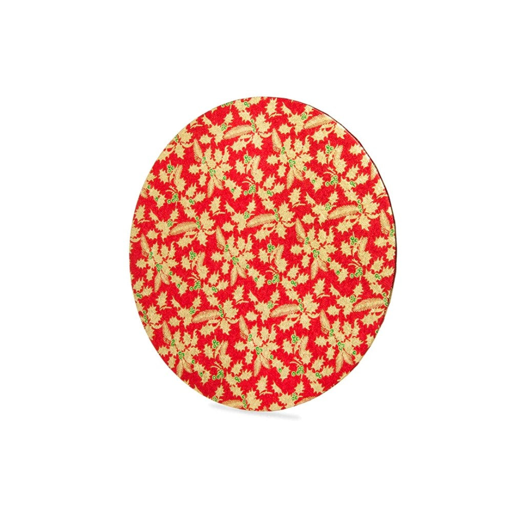 Red Holly Print Cake Board 10in