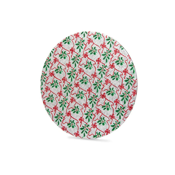 Red Holly Print Cake Board 10in