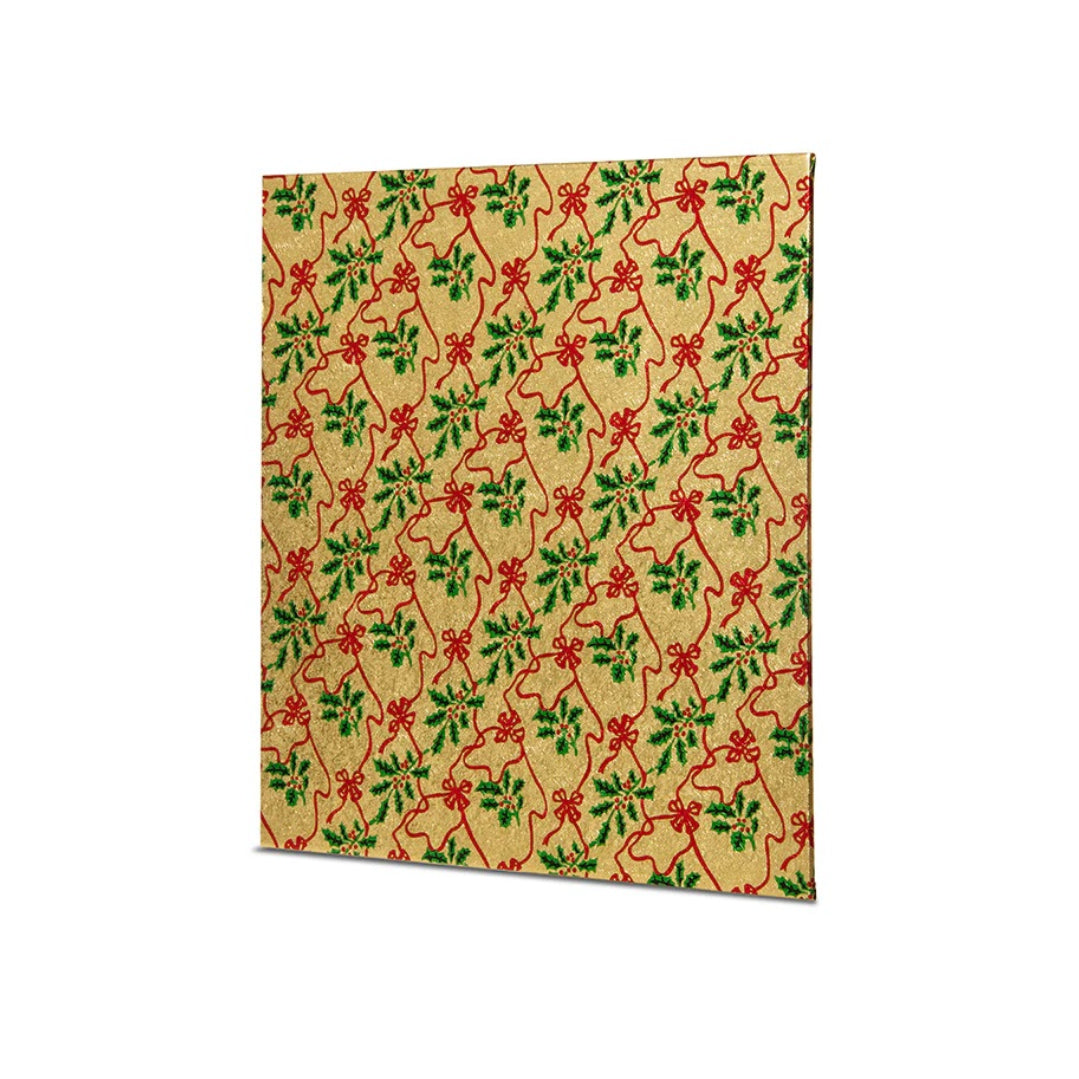 Square Holly Print Cake Board 10in