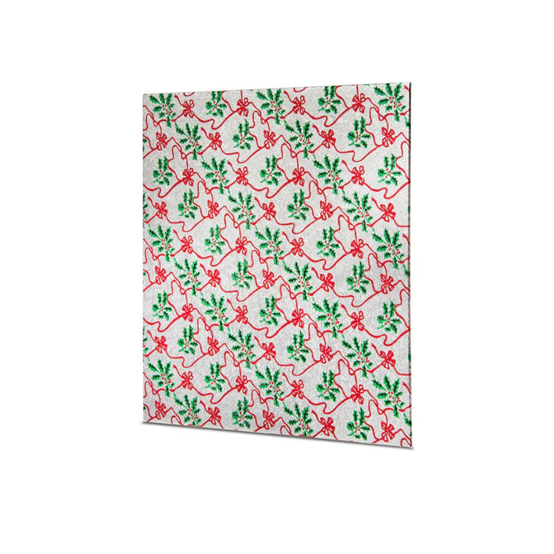 Square Holly Print Cake Board 10in