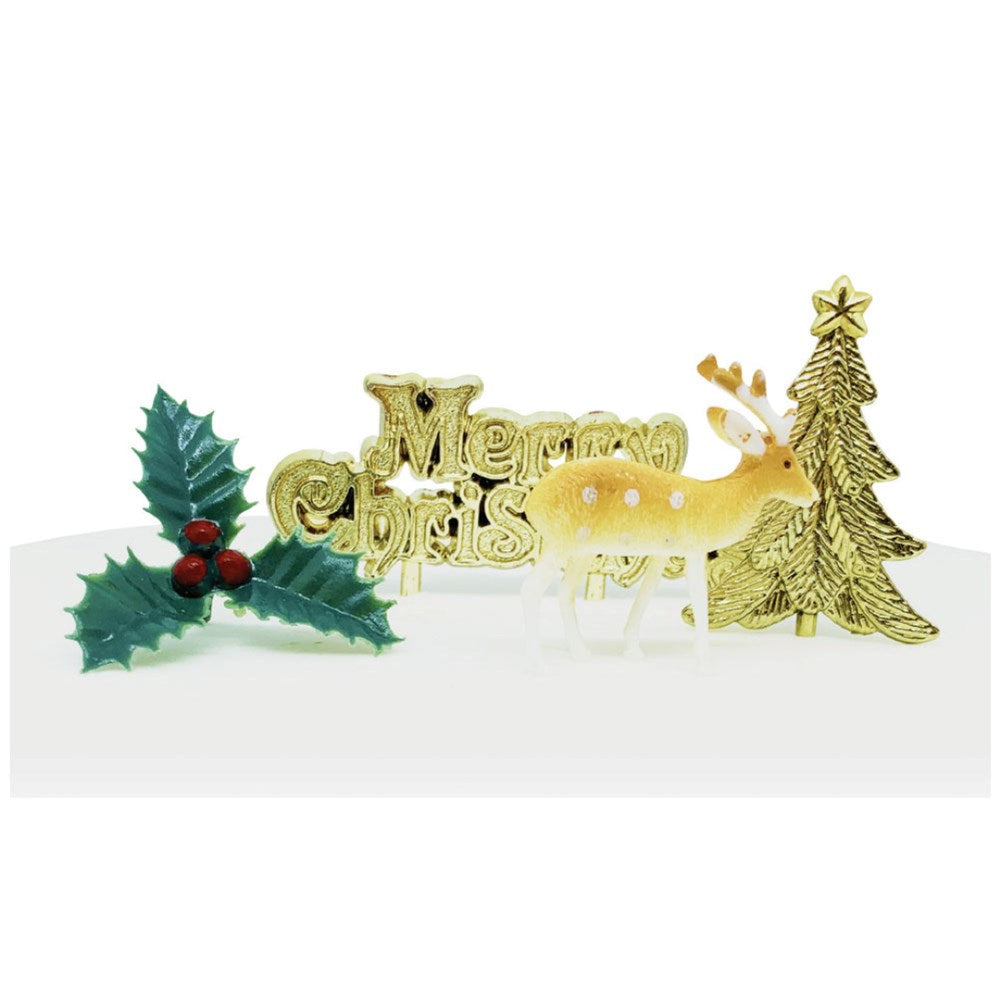 Golden Reindeer Scene 4pc Set