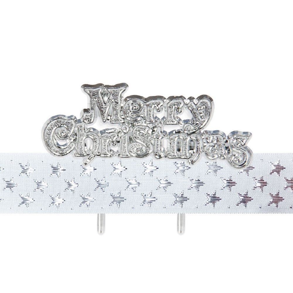 White & Silver Stars Ribbon & Cake Topper Kit