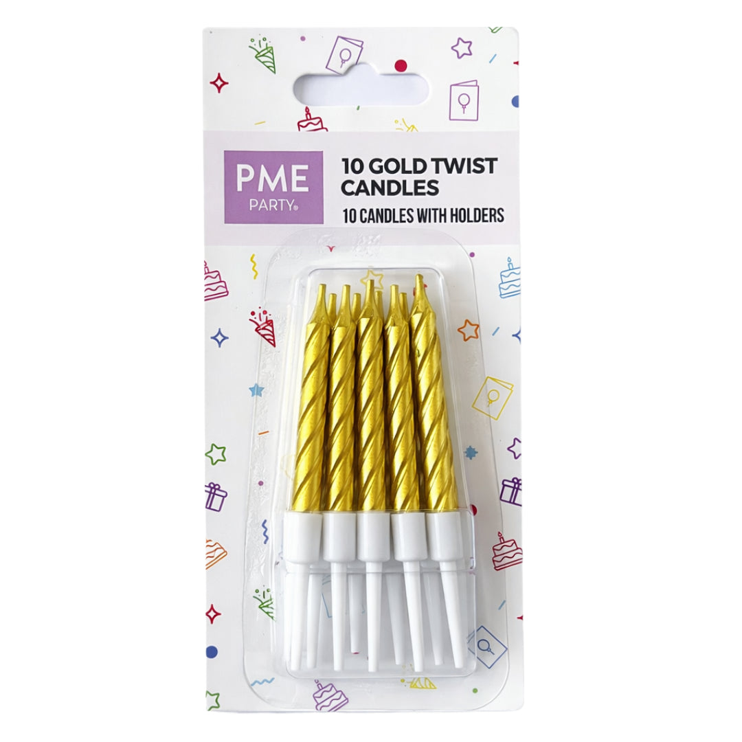 PME Twist Candles w/ Holders 10pk