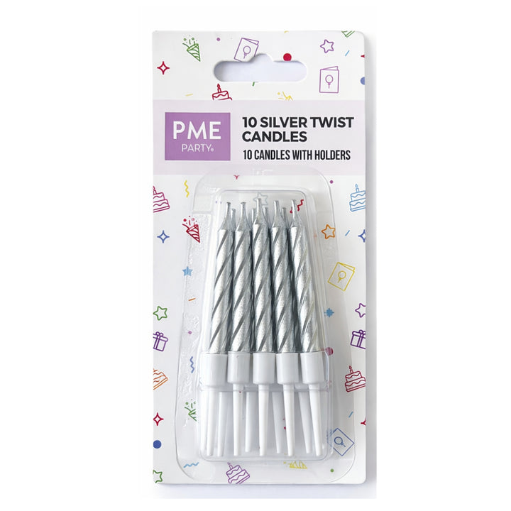PME Twist Candles w/ Holders 10pk