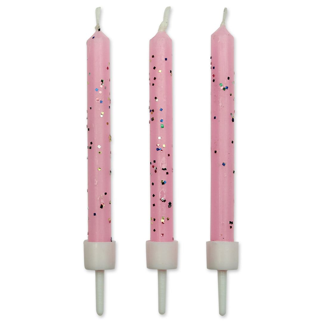PME Glitter Candles with Holders 10pk