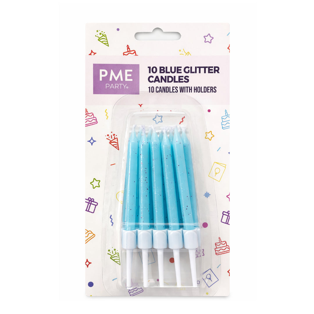 PME Glitter Candles with Holders 10pk