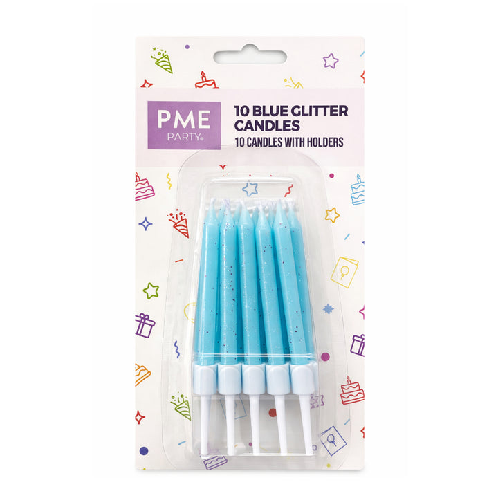 PME Glitter Candles with Holders 10pk