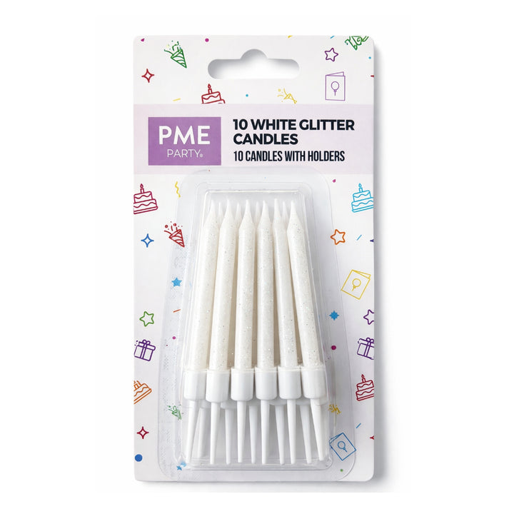 PME Glitter Candles with Holders 10pk