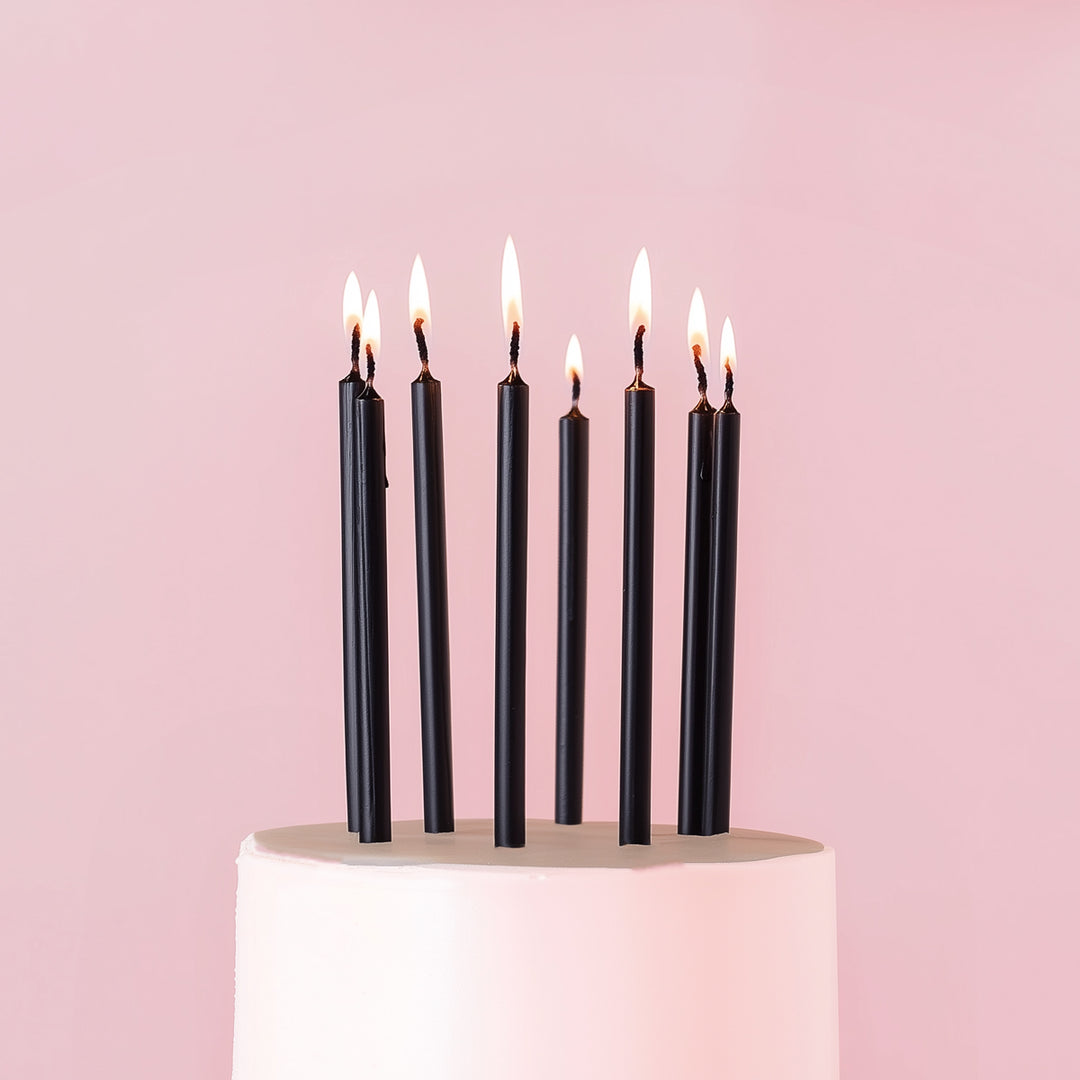 Tall Black Cake Candles 12cm