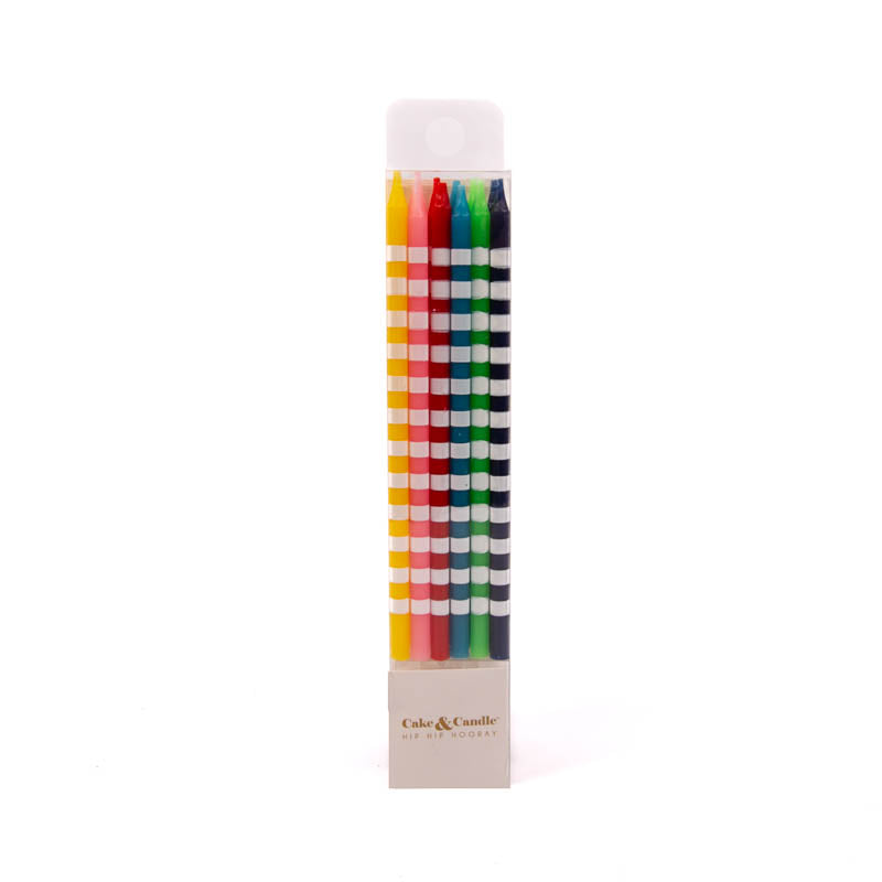 Bright Striped Candles 12pack