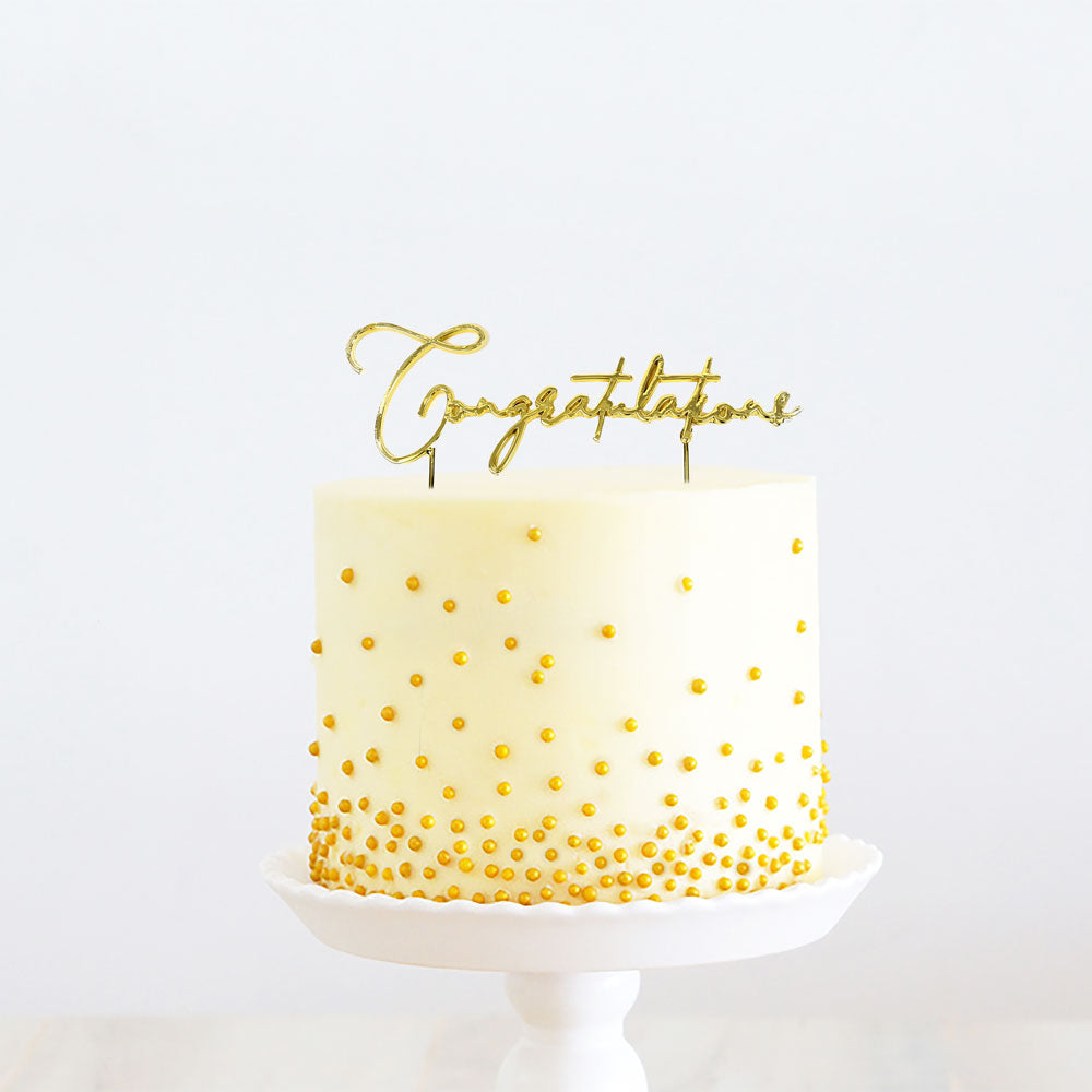 'Congratulations' Cake Topper Gold Italics