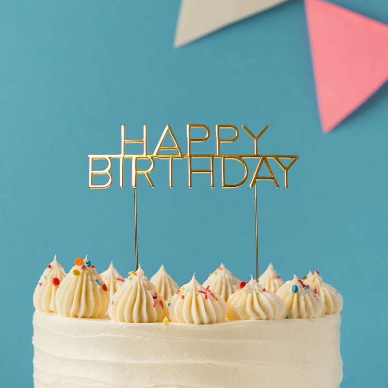 'Happy Birthday' Cake Topper Gold Capitals