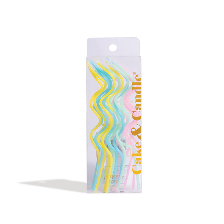 Tall Swirly 13cm Cake Candles 16pk