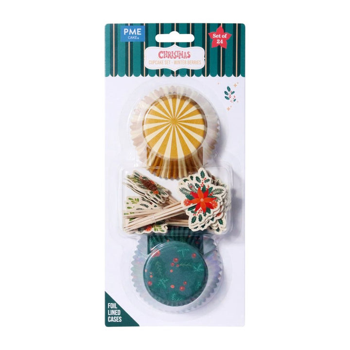 PME Winter Berries Cupcake & Topper Set 24pc