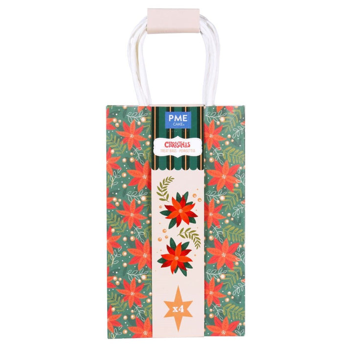 PME Poinsettia Paper Treat Bags 4pc