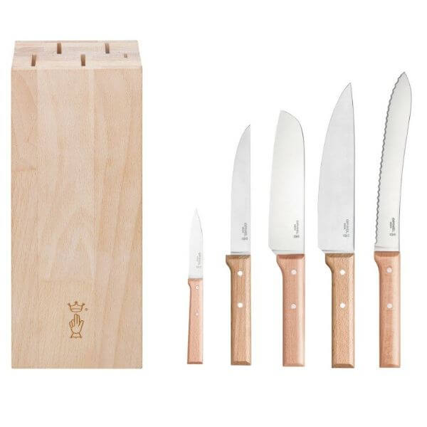 Opinel Parallele 5pce Knife Block Natural