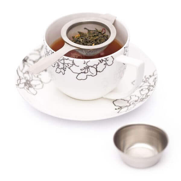 La Cafetière Long Handled Tea Strainer w/Drip Bowl