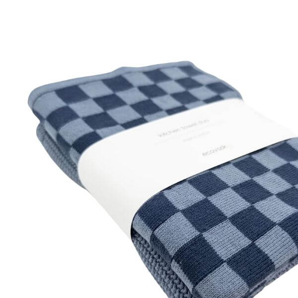 Ecovask Kitchen Towel Duo Navy Denim Chequer