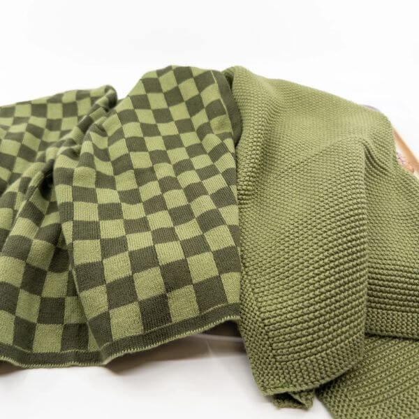 Ecovask Kitchen Towel Duo Olive Pistachio Chequer