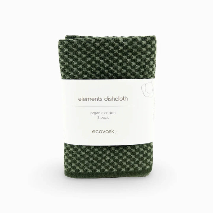 Ecovask Elements Dishcloths 2pk Fern Green