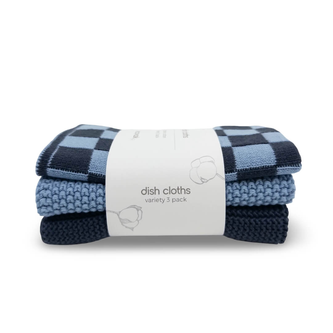 Ecovask Dishcloth Variety 3pk Cornflower Navy