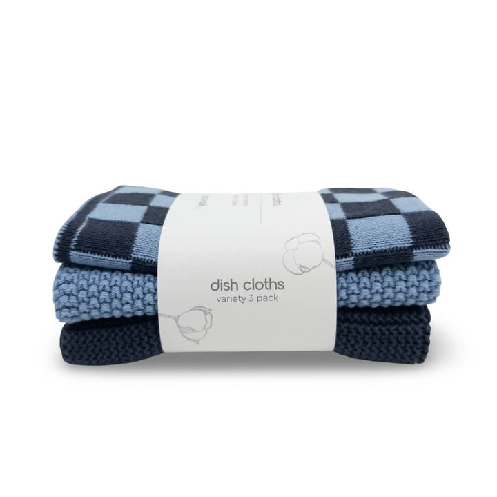 Ecovask Dishcloth Variety 3pk Cornflower Navy