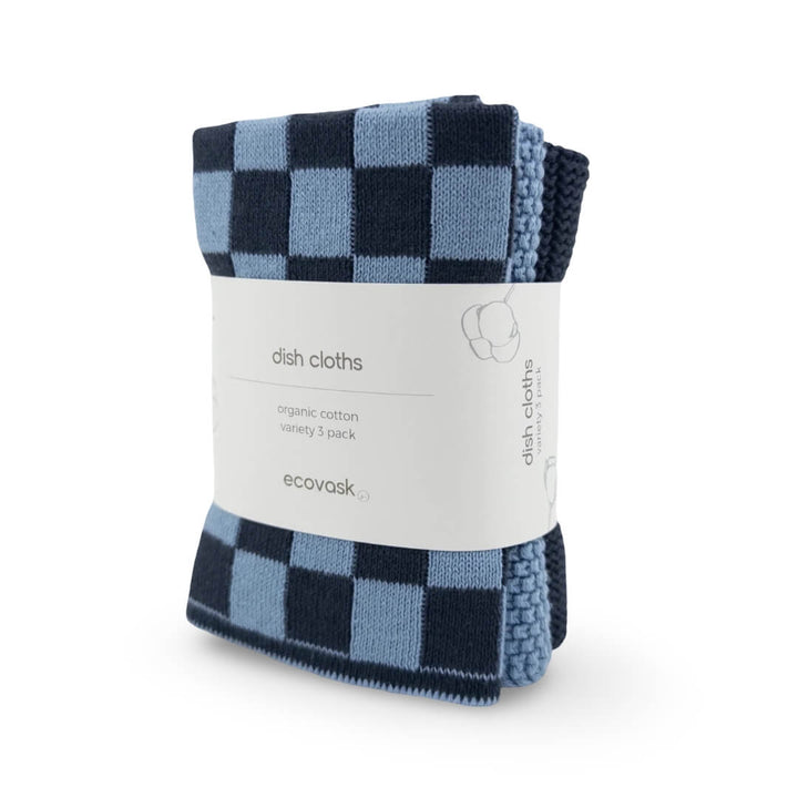Ecovask Dishcloth Variety 3pk Cornflower Navy
