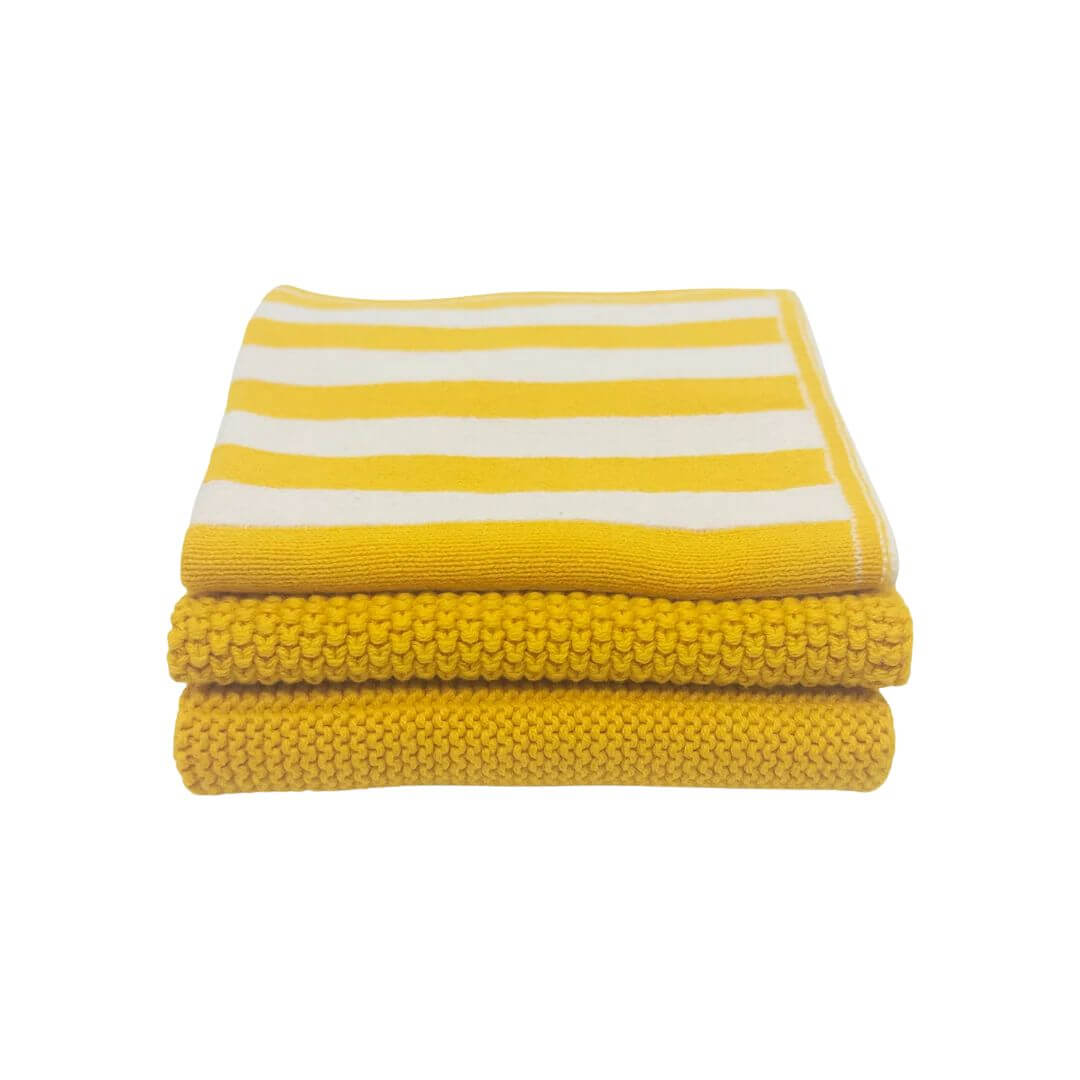 Ecovask Dishcloth Variety 3pk Daffodil Stripe
