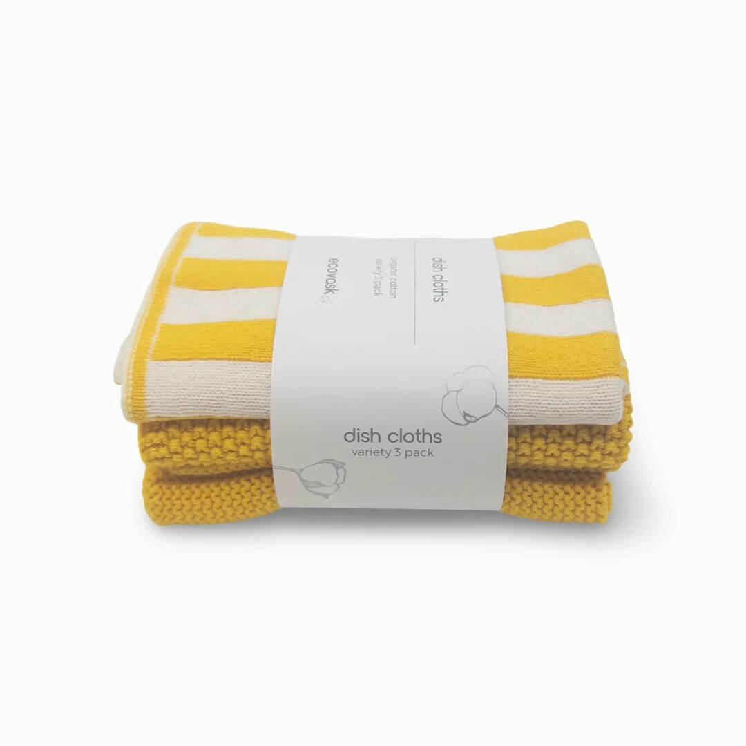 Ecovask Dishcloth Variety 3pk Daffodil Stripe