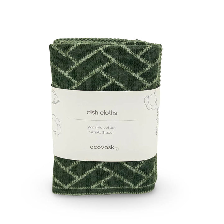 Ecovask Dishcloth Variety 3pk Forest Herringbone
