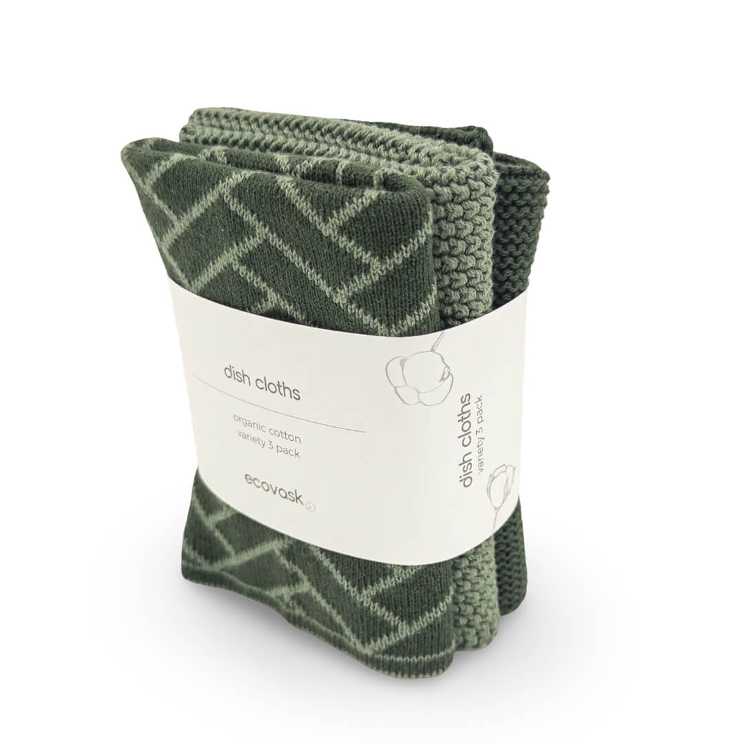 Ecovask Dishcloth Variety 3pk Forest Herringbone