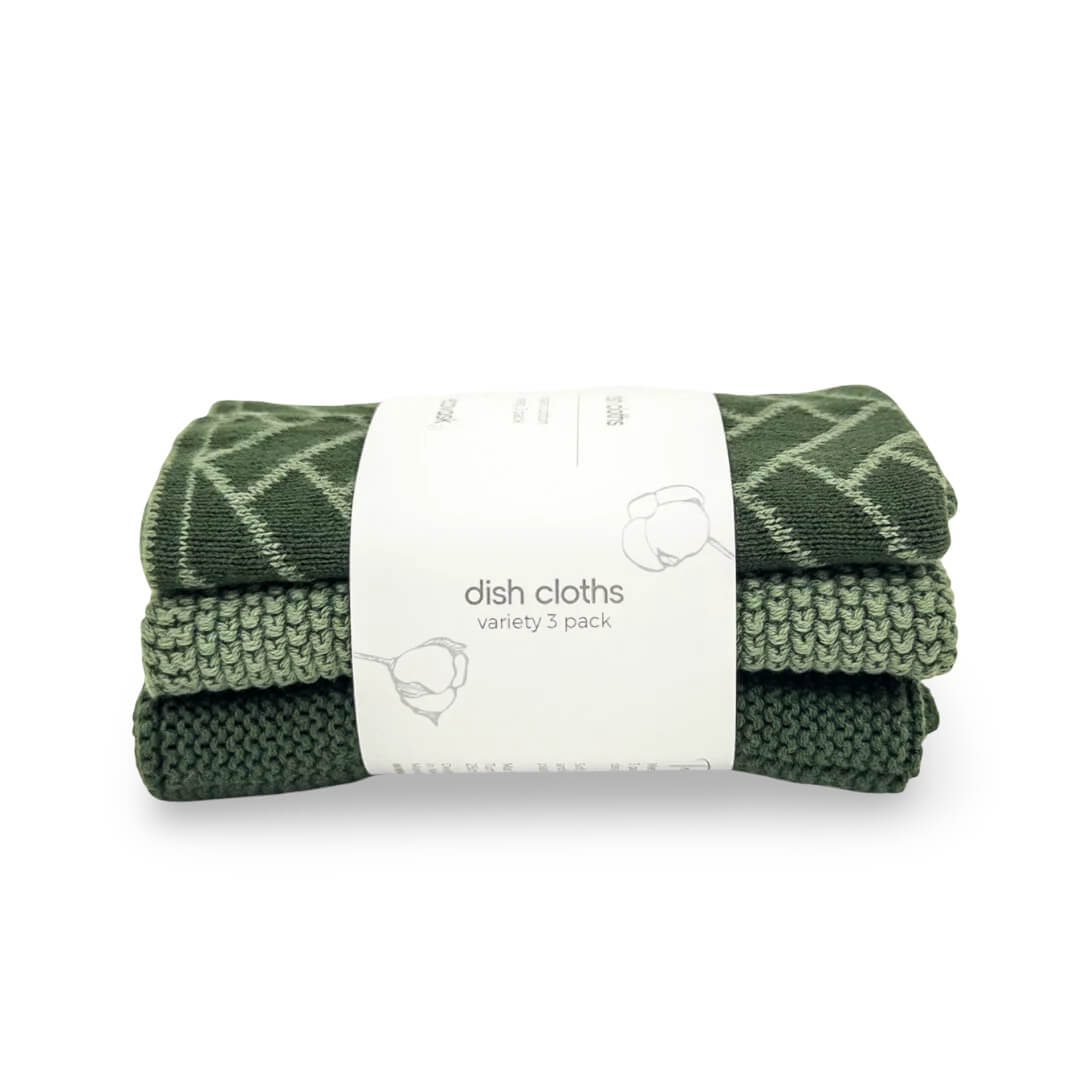 Ecovask Dishcloth Variety 3pk Forest Herringbone