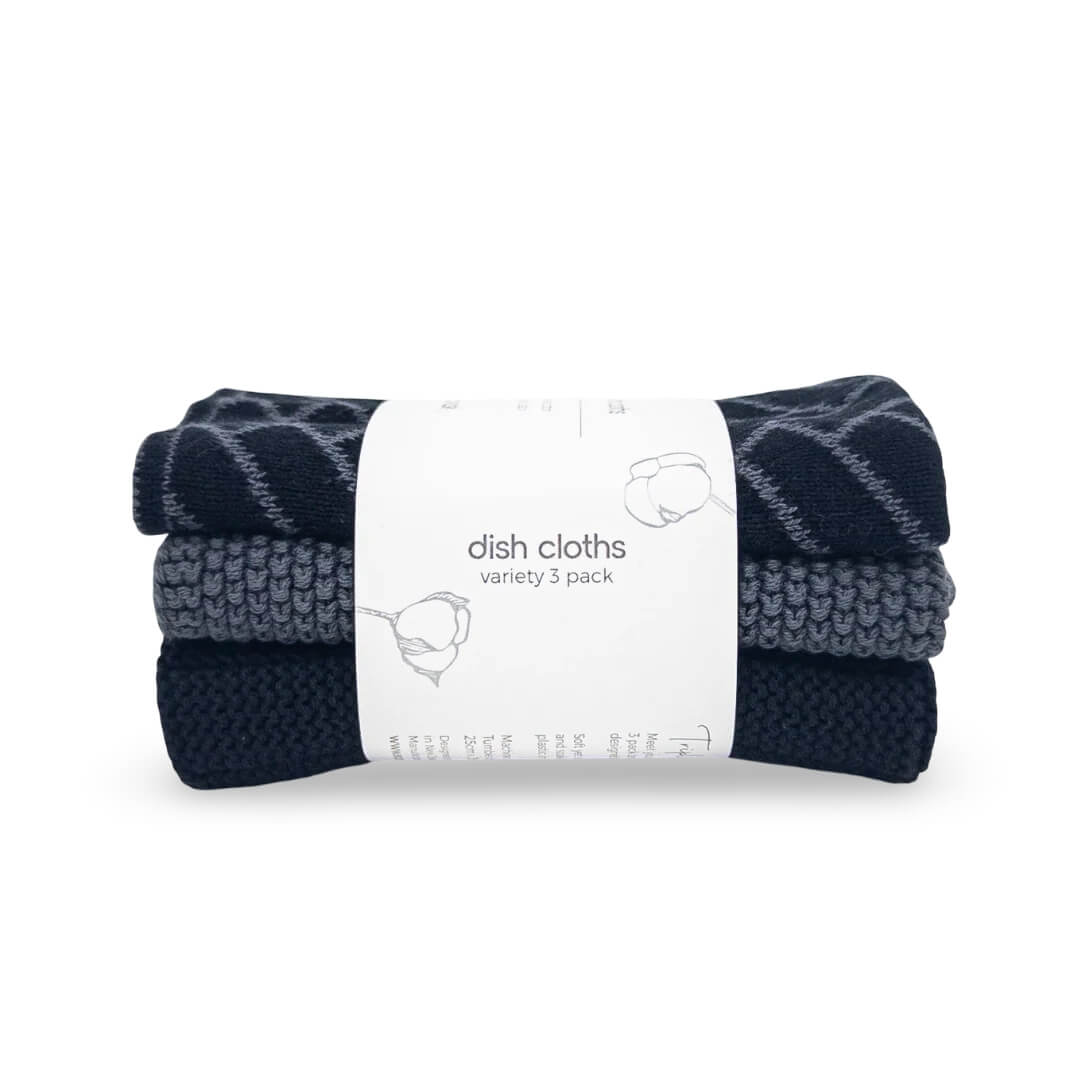 Ecovask Dishcloth Variety 3pk Raven Herringbone