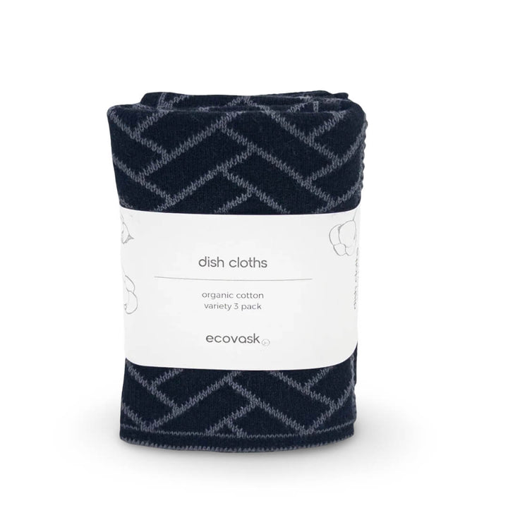 Ecovask Dishcloth Variety 3pk Raven Herringbone