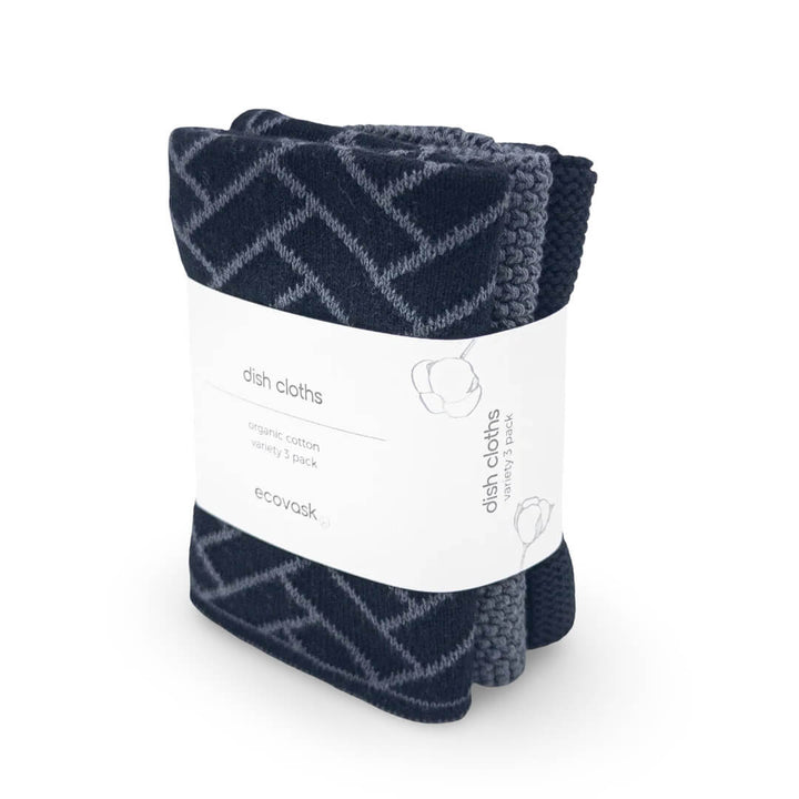Ecovask Dishcloth Variety 3pk Raven Herringbone