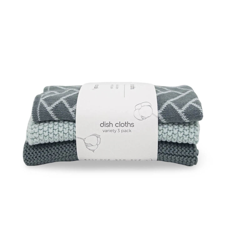 Ecovask Dishcloth Variety 3pk Sea Foam Herringbone