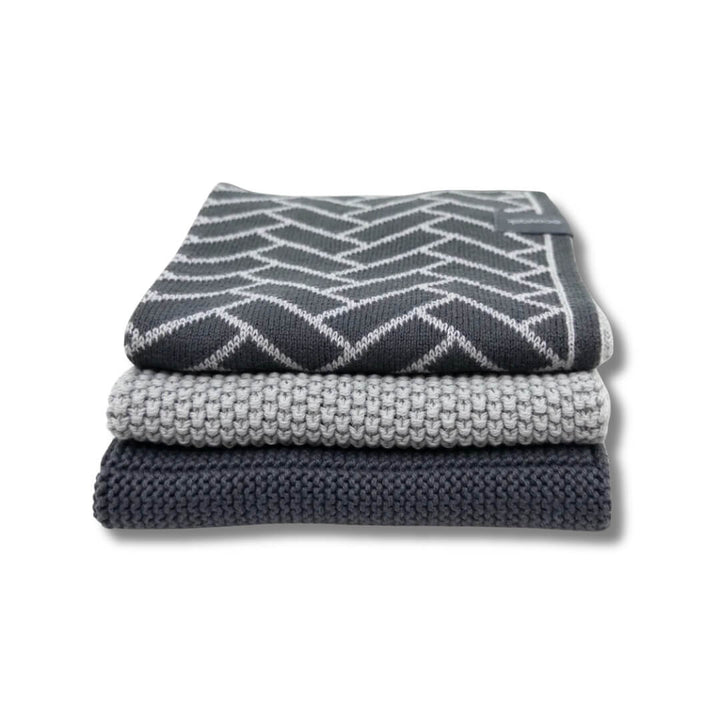 Ecovask Dishcloth Variety 3pk Lunar Graphite Herringbone