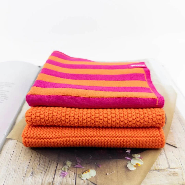 Ecovask Dishcloth Variety 3pk Berry Mandarin Stripe