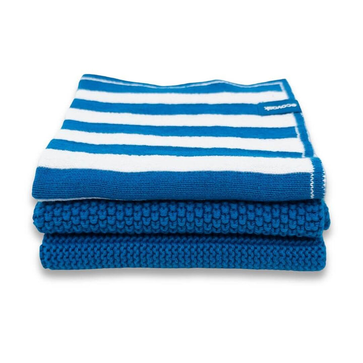 Ecovask Dishcloth Variety 3pk Lapis Blue Stripe