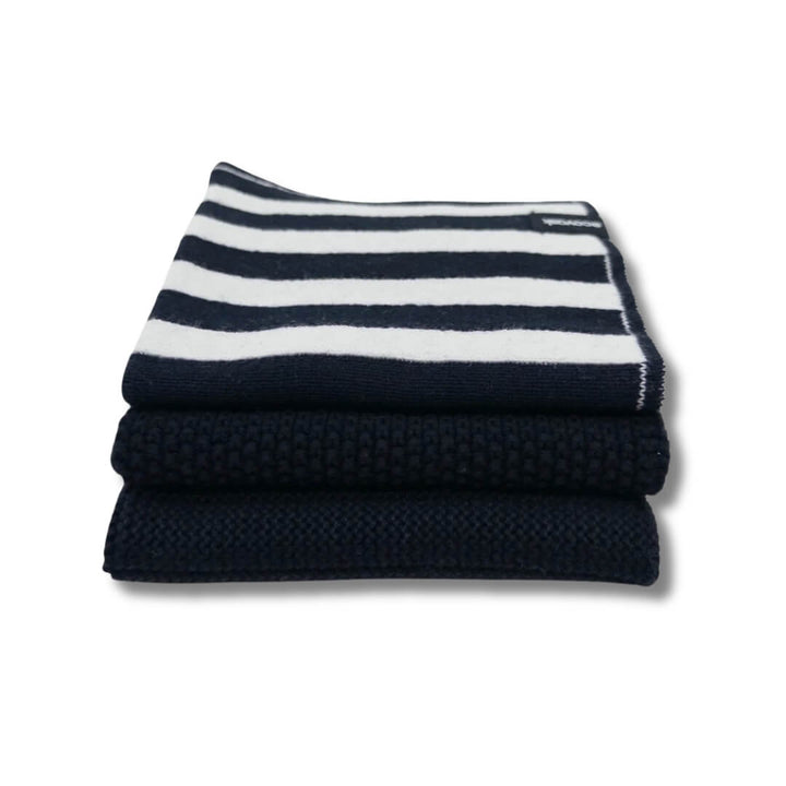 Ecovask Dishcloth Variety 3pk Black & White Stripe
