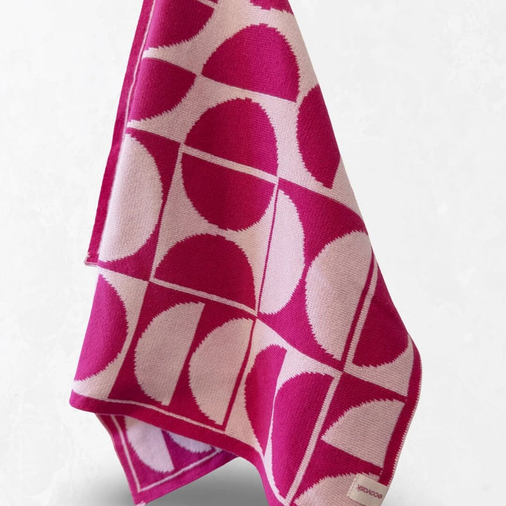 Ecovask Ultimate Tea Towel Raspberry Geometric