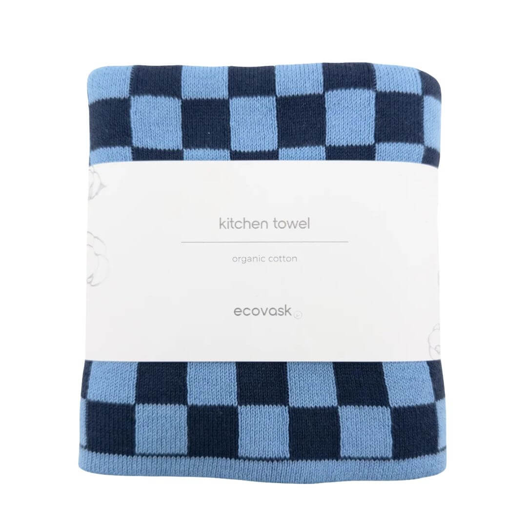 Ecovask Ultimate Tea Towel Cornflower Navy Chequer