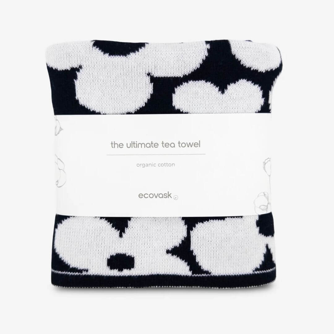 Ecovask Ultimate Tea Towel Black & White Petal
