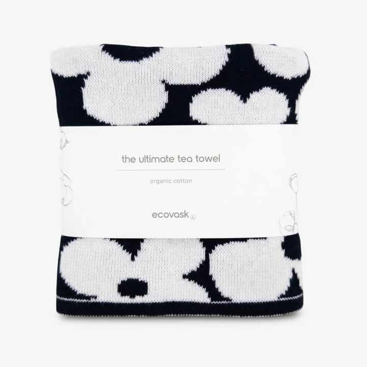 Ecovask Ultimate Tea Towel Black & White Petal