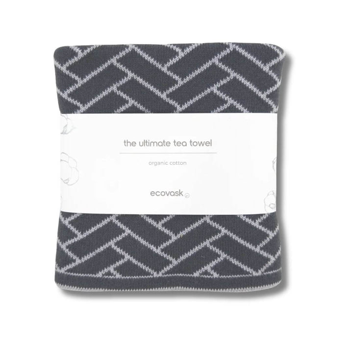 Ecovask Ultimate Tea Towel Graphite Herringbone
