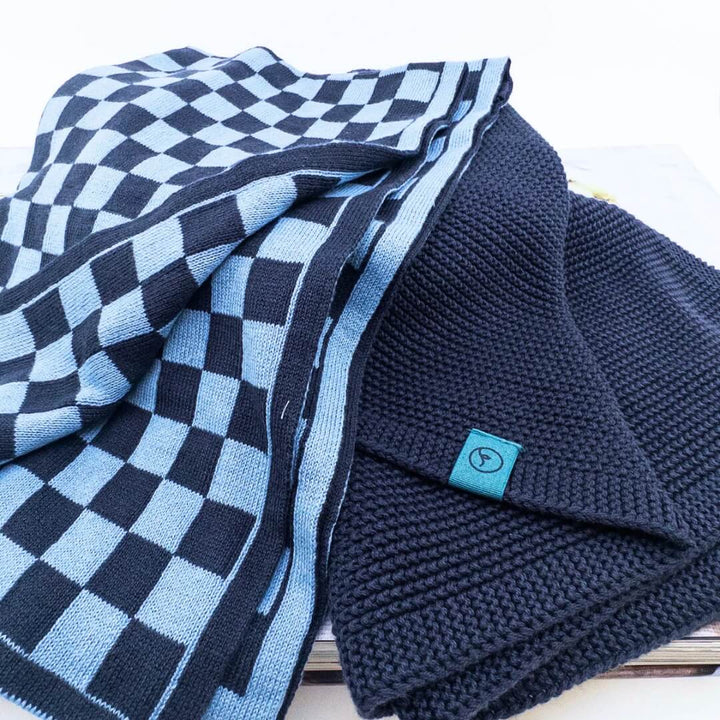 Ecovask Kitchen Towel Duo Navy Cornflower Chequer