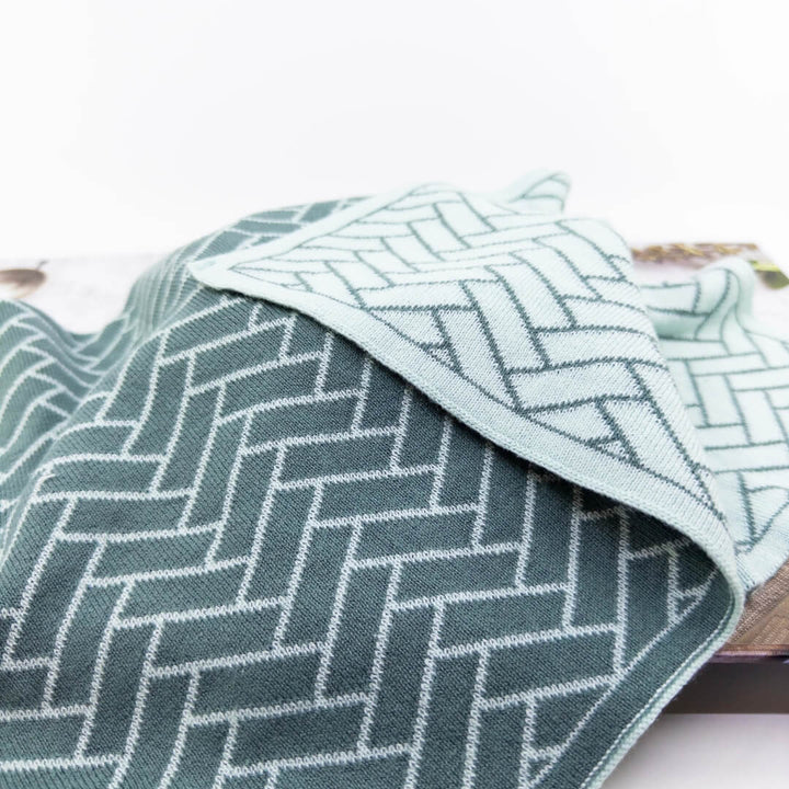 Ecovask Kitchen Towel Duo Sea Foam Herringbone