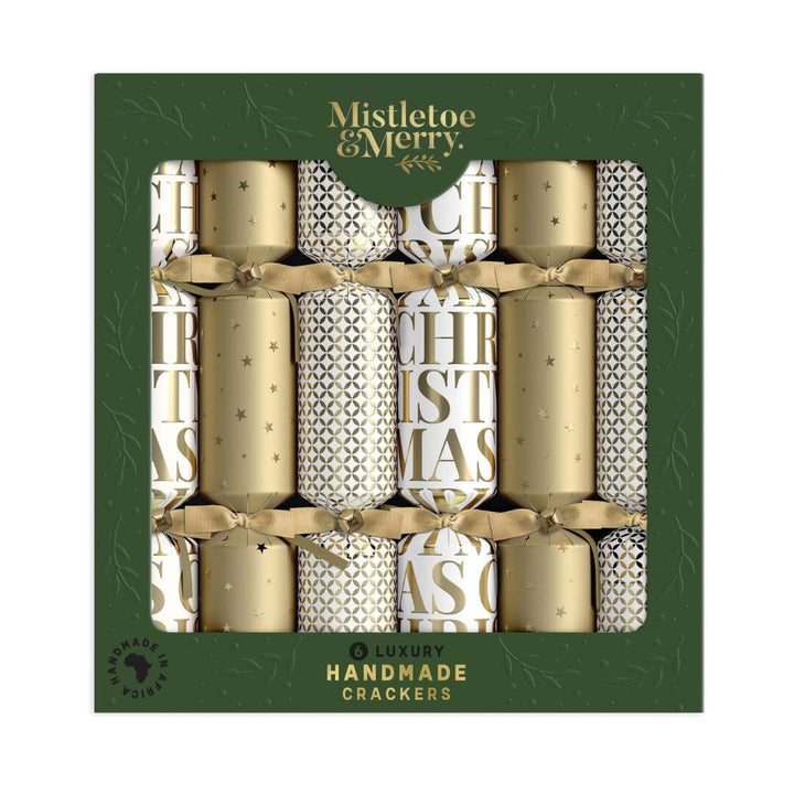 Mistletoe & Merry Luxury Gold Text and Patterns Crackers